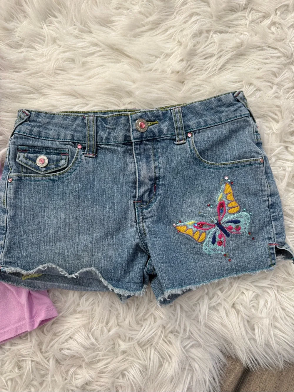 Arizona Jean Company Girls Lilac Tee and Denim Butterfly Shorts Set